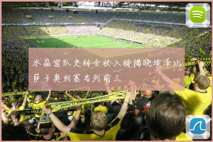 水晶宫队史转会收入榜揭晓埃泽比萨卡奥利塞名列前三